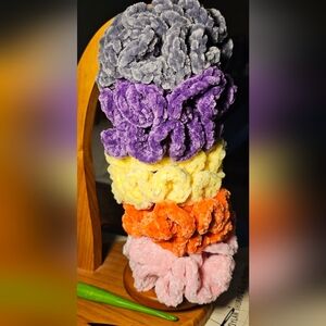 Three Pack Handmade Plush Hair Scrunchies